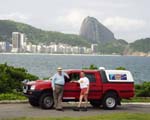 JB, Jingers and Mitzi at Copacabana Fort, ready for the off