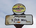 The highest road sign, complete with Inca Trail sticker