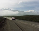 Volcanoes on the road out from Arequipa