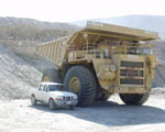 Dumper truck and friend, Chuqui; this one is a museum exhibit, being too small for current requirements